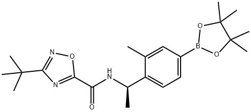 (R)-4-[1-[3-(叔丁基)-1,2,4-噁二唑-5-甲酰氨基]乙基]-3-甲基苯硼酸频哪醇酯 结构式