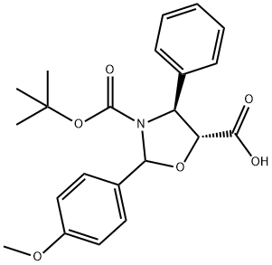 (4S,5R)-3-(叔丁氧羰基)-2-(4-甲氧基苯基)-4-苯基-1,3-噁唑烷-5-甲酸 结构式