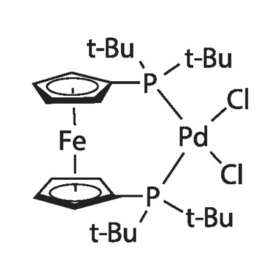 1,1'-双(二-叔丁基膦)二茂铁二氯合钯 结构式