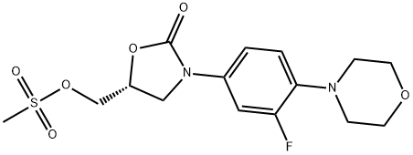 (R)-N-[3-(3-氟-(4-吗啉基)苯基)-2-氧代-5-噁唑烷基]甲醇甲磺酸酯 结构式