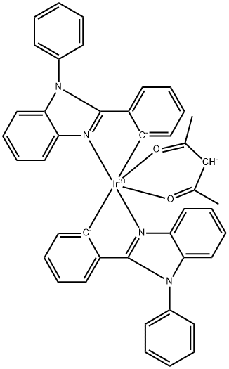 乙酰丙酮酸二(1,2-二苯基苯并咪唑-C2,N)合铱(III) 结构式