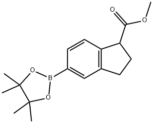 5-(4,4,5,5-四甲基-1,3,2-二氧硼杂环戊烷-2-基)-2,3-二氢-1H-茚-1-羧酸甲酯 结构式