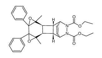 4,9-Dimethyl-6,7-diphenyl-5,8-dioxa-13,14-diazahexacyclo(10.2.2.02,11.03,10.04,6.07,9)hexadec-15-en-13,14-dicarbonsaeure-diethylester 结构式
