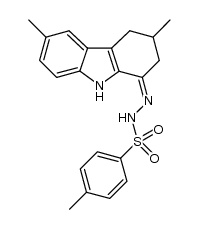 Benzenesulfonic acid, 4-methyl-, 2-(2,3,4,9-tetrahydro-3,6-dimethyl-1H-carbazol-1-ylidene)hydrazide 结构式