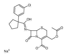 钠,(6R,7R)-3-(乙酰氧甲基)-7-[[1-(3-氯苯基)环戊基羰基]氨基]-8-氧代-5-硫杂-1-氮杂双环[4.2.0]辛-2-烯-2-羧酸根 结构式