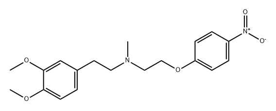 1-(4-硝基苯氧基)-2-[N-(3,4-二甲氧基苯乙基)-N-甲基氨基]乙烷 结构式