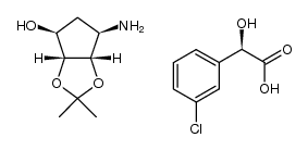 Benzeneacetic acid, 3-chloro-α-hydroxy-, (αR)-, compd. with (3aR,4S,6R,6aS)-6-aminotetrahydro-2,2-dimethyl-4H-cyclopenta-1,3-dioxol-4-ol (1:1) 结构式