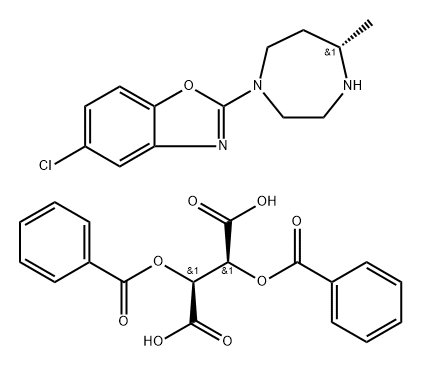 (S)-5-氯-2-(5-甲基-1,4-氮杂环庚烷-1-基)苯并[d]恶唑 (2S,3S)-2,3-二(苯甲酰氧基)琥珀酸盐 结构式