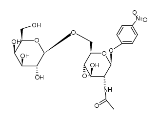 4-硝基苯基-2-乙酰氨基-2-脱氧-6-O-β-D-吡喃半乳糖基-β-D-吡喃葡萄糖苷 结构式