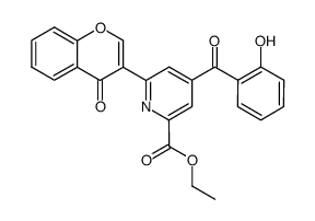 4-(2-羟基苯甲酰基)-6-(4-氧代-4H-1-苯并吡喃-3-基)吡啶-2-羧酸乙酯 结构式