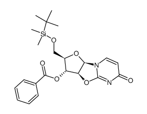 1-[2,2'-脱水-3'-O-苯甲酰基-5'-O-(叔丁基二甲基硅基)-β-D-阿拉伯呋喃糖基]尿嘧啶 结构式