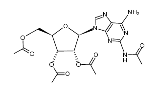 2-乙酰氨基-9-(2,3,5-三-O-乙酰基-β-D-呋喃核糖基)腺嘌呤 结构式
