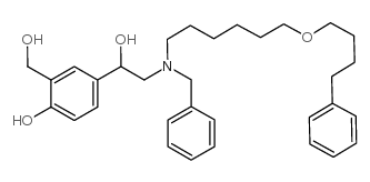 4-(2-(苄基(6-(4-苯基丁氧基)己基)氨基)-1-羟基乙基)-2-(羟甲基)苯酚 结构式