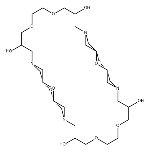 5,8,15,22,25,32,37,42-八氧杂-1,12,18,29-四氮杂三环[27.5.5.5¹²,¹⁸]四十四烷-3,10,20,27-四醇 结构式