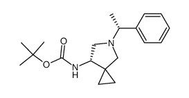 7(S)-((叔丁氧羰基)氨基)-5-(1(R)-苯乙基)-5-氮杂螺[2.4]庚烷 结构式