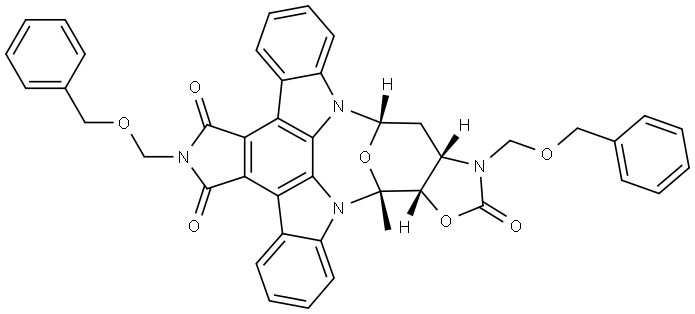 6,11-环氧-6H,17H-二吲哚并[1,2,3-gh:3′,2′,1′-lm]恶唑并[5,4-c]吡咯并[3,4-j][1,7]苯并二氮杂卓-8,17,19(6aH,18H)-三酮,9,9a,10,11-四氢-6-甲基-9,18-双[(苯基甲氧基)甲基]-,[6R-(6α,6aα,9aα,11α)]- 结构式