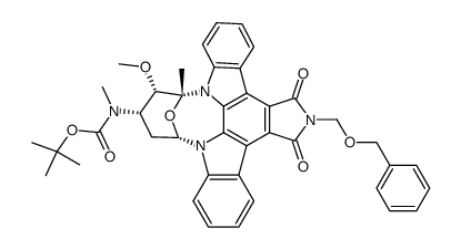 Carbamic acid, [2,3,10,11,12,13-hexahydro-10-methoxy-9-methyl-1,3-dioxo-2-[(phenylmethoxy)methyl]-9,13-epoxy-1H,9H-diindolo[1,2,3-gh:3',2',1'-lm]pyrrolo[3,4-j][1,7]benzodiazonin-11-yl]methyl-, 1,1-dimethylethyl ester, [9R-(9α,10β,11β,13α)]- (9CI) 结构式