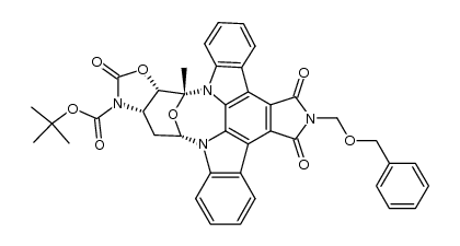 6,11-Epoxy-6H,17H-diindolo[1,2,3-gh:3',2',1'-lm]oxazolo[5,4-c]pyrrolo[3,4-j][1,7]benzodiazonine-9(8H)-carboxylic acid, 6a,9a,10,11,18,19-hexahydro-6-methyl-8,17,19-trioxo-18-[(phenylmethoxy)methyl]-, 1,1-dimethylethyl ester, [6R-(6α,6aα,9aα,11α)]- (9CI) 结构式