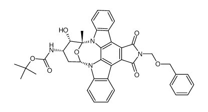 6-N-((benzyloxy)methyl)-3'-O-desmethyl-4'-N-desmethyl-ent-7-oxo-4'-N-(tert-butyloxycarbonyl)staurosporine 结构式