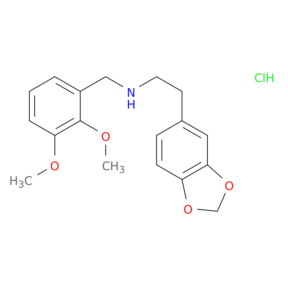 2-(苯并[d][1,3]二氧戊环-5-基)-N-(2,3-二甲氧基苄基)乙-1-胺盐酸盐 结构式