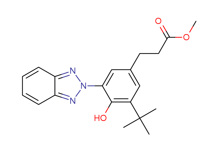 3-[3-(2-H-苯并三唑-2-基)-4-羟基-5-叔丁基苯基]-丙酸-聚乙二醇 300 酯 结构式