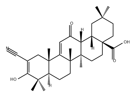 2-氰基-3-羟基-12-氧代齐墩果-2,9(11)-二烯-28-酸 结构式