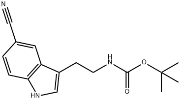(2-(5-氰基-1H-吲哚-3-基)乙基)氨基甲酸叔丁酯 结构式
