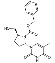 苄基 (2S,5S)-2-(羟甲基)-5-(5-甲基-2,4-二氧代-3,4-二氢嘧啶-1(2H)-基)吡咯烷-1-羧酸酯 结构式