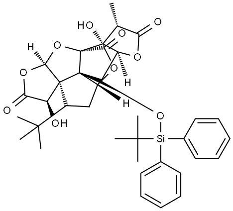 1-(叔丁基二苯基硅氧基)-3,10-二羟基银杏内酯 结构式
