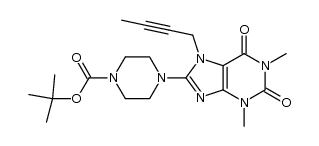1-Piperazinecarboxylic acid, 4-[7-(2-butyn-1-yl)-2,3,6,7-tetrahydro-1,3-dimethyl-2,6-dioxo-1H-purin-8-yl]-, 1,1-dimethylethyl ester 结构式