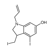 4-碘-3-(碘甲基)-1-丙-2-烯基-2,3-二氢吲哚-6-醇 结构式
