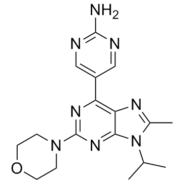 5-[8-甲基-9-异丙基-2-(4-吗啉基)-9H-嘌呤-6-基]-2-嘧啶胺 结构式