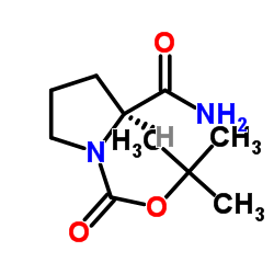 (2R)-2-氨甲酰基吡咯烷-1-甲酸叔丁酯 结构式