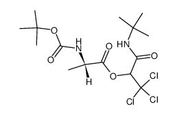 N-叔丁氧羰基-L-丙氨酸-2,2,2-三氯-1-(叔丁基氨基甲酰基)乙酯 结构式