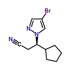 (βR)-4-溴-β-环戊基-1H-吡唑-1-丙腈 结构式