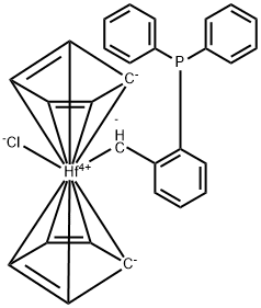 氯代双(η5-2,4-环戊二烯-1-基)[[2-(二苯基膦基)苯基]甲基]铪 结构式