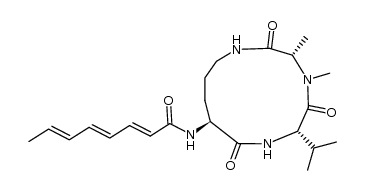 2,4,6-Octatrienamide, N-[(3S,6S,9S)-3,4-dimethyl-6-(1-methylethyl)-2,5,8-trioxo-1,4,7-triazacyclododec-9-yl]-, (2E,4E,6E)- 结构式