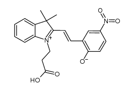 2-(2-(1-(2-羧乙基)-3,3-二甲基-3H-吲哚-1-鎓-2-基)乙烯基)-4-硝基苯酚盐 结构式