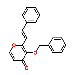 2-[(E)-2-苯基乙烯基]-3-[(苯基甲基)氧基]-4H-吡喃-4-酮 结构式