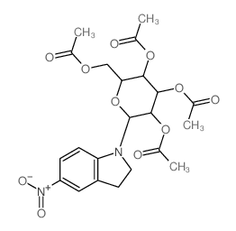 2,3-二氢-5-硝基-1-(2-O,3-O,4-O,6-O-四乙酰基-β-D-吡喃葡萄糖基)-1H-吲哚 结构式