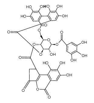 β-D-Glucopyranose, cyclic 3,6-(4,4',5,5',6,6'-hexahydroxy[1,1'-biphenyl]-2,2'-dicarboxylate) 4-(1,2,3,5-tetrahydro-7,8,9-trihydroxy-3,5-dioxocyclopenta[c][2]benzopyran-1-carboxylate) 1-(3,4,5-trihydroxybenzoate) 结构式