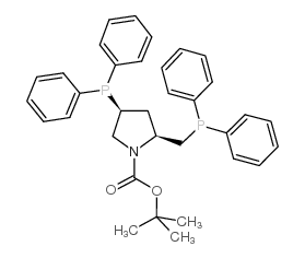 (2S,4S)-4-二苯基膦-2-(二苯基膦甲基)-N-叔丁氧羰基-吡咯烷 结构式