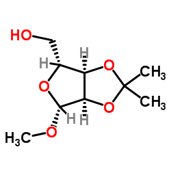 甲基-2,3-O-异亚丙基-beta-D-呋喃核糖苷 结构式