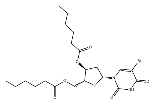 Uridine, 5-bromo-2'-deoxy-, 3',5'-dihexanoate (9CI) 结构式