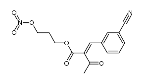 2-(3-氰基亚苄基)-3-氧代丁酸-3-(硝基氧基)丙酯 结构式