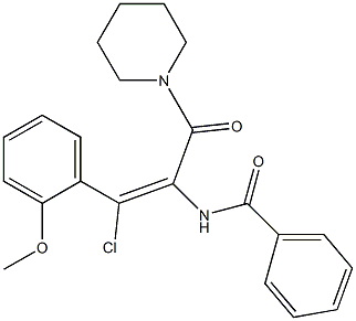(Z)-N-哌啶基-2-苯甲酰胺基-3-氯-3-(2'-甲氧基-苯基)-2-丙烯酰胺 结构式