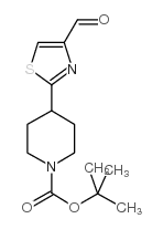 叔丁基4-(4-甲酸基-1,3-噻唑-2-基)哌啶-1-甲酸酯 结构式
