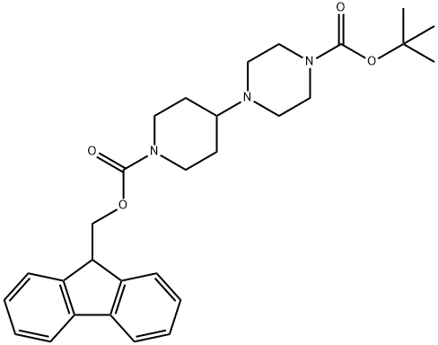 4-(1-Fmoc-哌啶-4-基)-哌嗪-1-羧酸叔丁酯 结构式