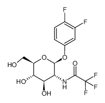 3,4-二氟苯基 2-脱氧-2-[(2,2,2-三氟乙酰基)氨基]-β-D-吡喃葡萄糖苷 结构式