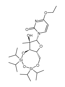 4-乙氧基-1-[2-C-甲基-3,5-O-(四异丙基二硅氧烷-1,3-二基)-β-D-核糖-戊呋喃糖基]-2(1H)-嘧啶酮 结构式